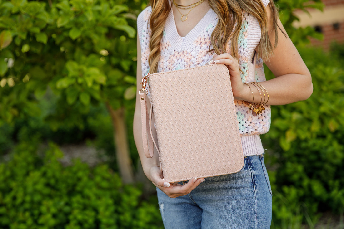 Weave Bible Case, Crossbody (Blush)