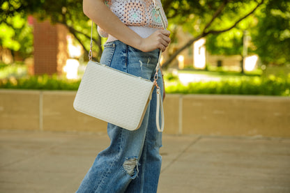 Weave Bible Case, Crossbody (Pearl)
