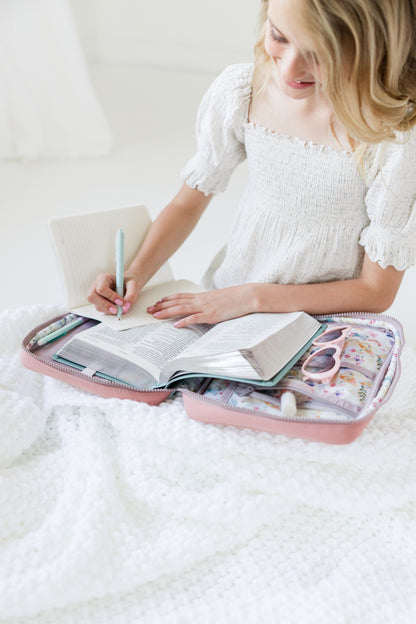 GIRL "A New Creation" Bible Case, Color-block Kid Bible Cover, Water-resistant, Butterfly screen-print