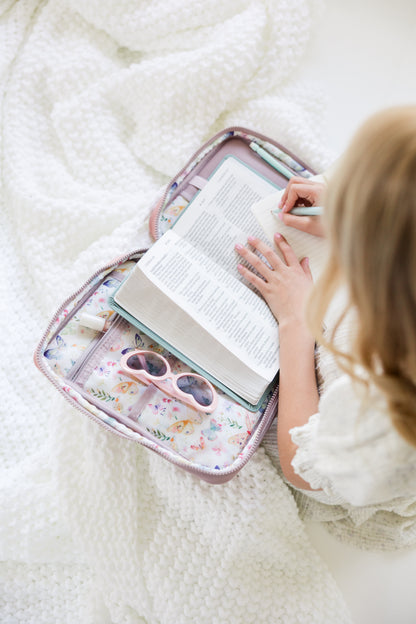 GIRL "A New Creation" Bible Case, Color-block Kid Bible Cover, Water-resistant, Butterfly screen-print