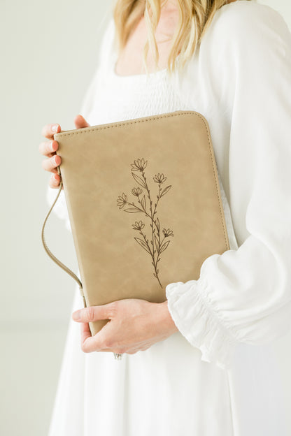 Single Floral Bible Case, Vegan Leather, Heat-Stamp-Debossed (Wholesale)