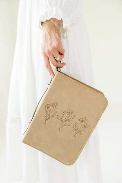 Floral Trio Bible Case, Vegan Leather, Heat-stamped Debossed