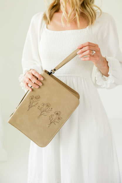 Floral Trio Bible Case, Vegan Leather, Heat-stamped Debossed