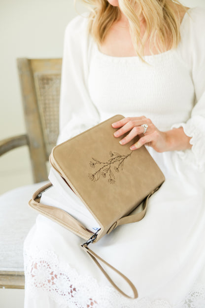 Single Floral Bible Case, Vegan Leather, Heat-Stamp-Debossed (Wholesale)