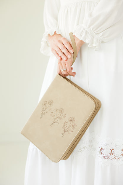 Floral Trio Bible Case, Vegan Leather, Heat-stamped Debossed