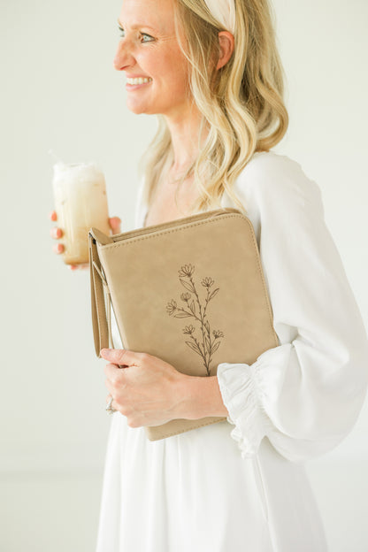 Single Floral Bible Case, Vegan Leather, Heat-Stamp-Debossed (Wholesale)