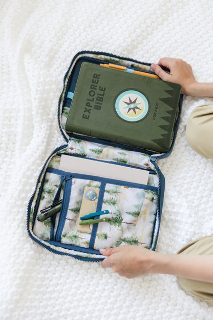 BOY "EXPLORER" Bible Case, Color-block Kid Bible Cover, Water-resistant, Explorer screen-print