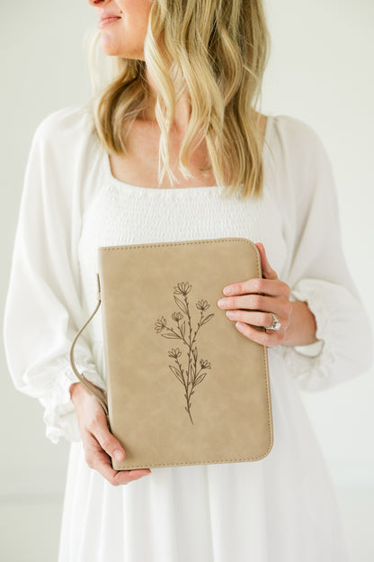 Single Floral Bible Case, Vegan Leather, Heat-Stamp-Debossed (Wholesale)