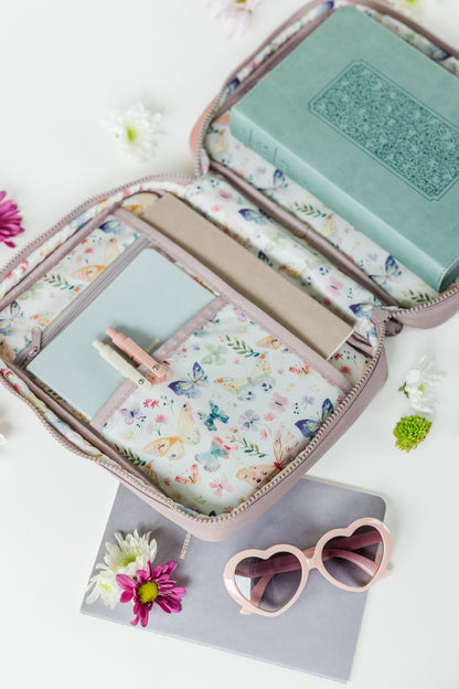 GIRL "A New Creation" Bible Case, Color-block Kid Bible Cover, Water-resistant, Butterfly screen-print