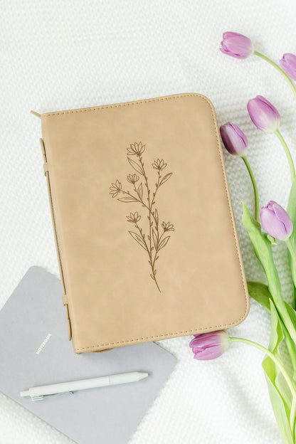 Single Floral Bible Case, Vegan Leather, Heat-Stamp-Debossed (Wholesale)