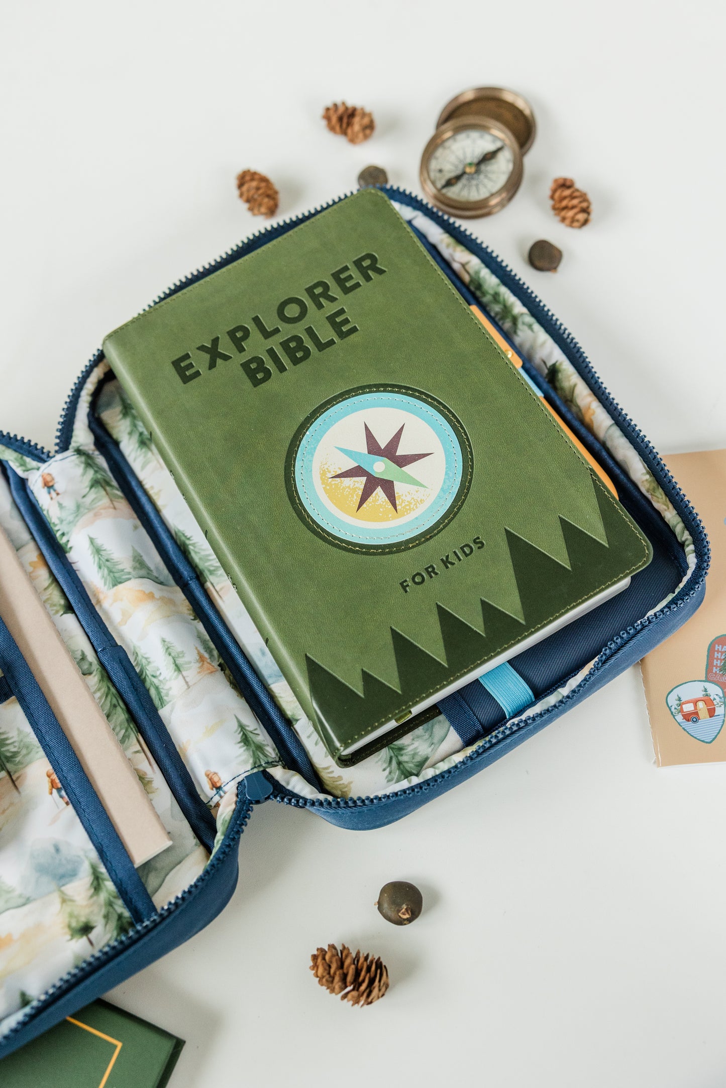 BOY "EXPLORER" Bible Case, Color-block Kid Bible Cover, Water-resistant, Explorer screen-print