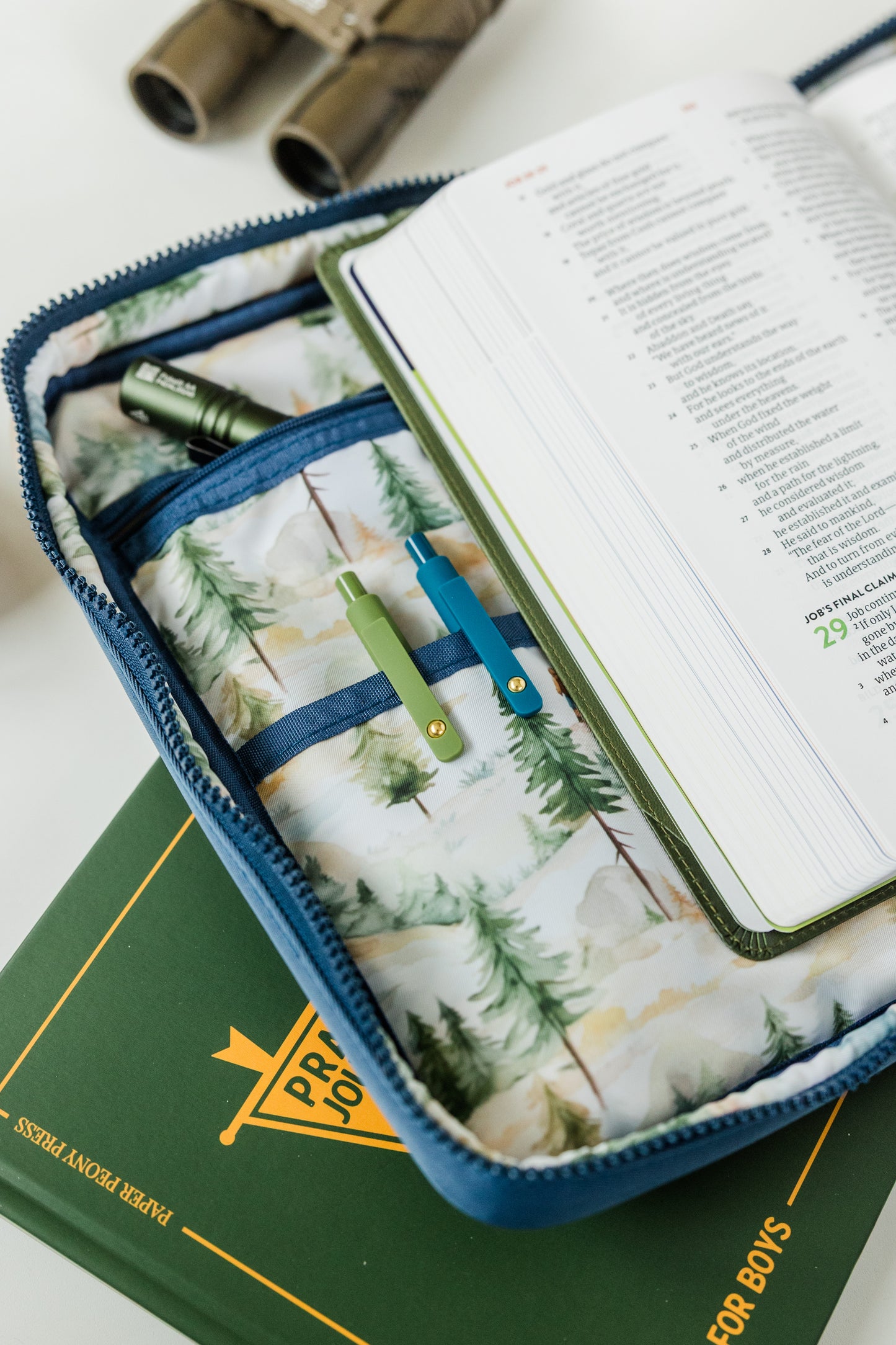 BOY "EXPLORER" Bible Case, Color-block Kid Bible Cover, Water-resistant, Explorer screen-print