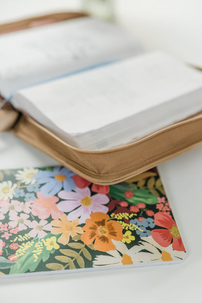 Floral Trio Bible Case, Vegan Leather, Heat-stamped Debossed