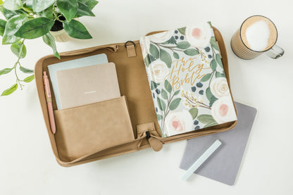 Wreath THE HOLY BIBLE Bible Case, Vegan Leather, Heat-Stamp-Debossed