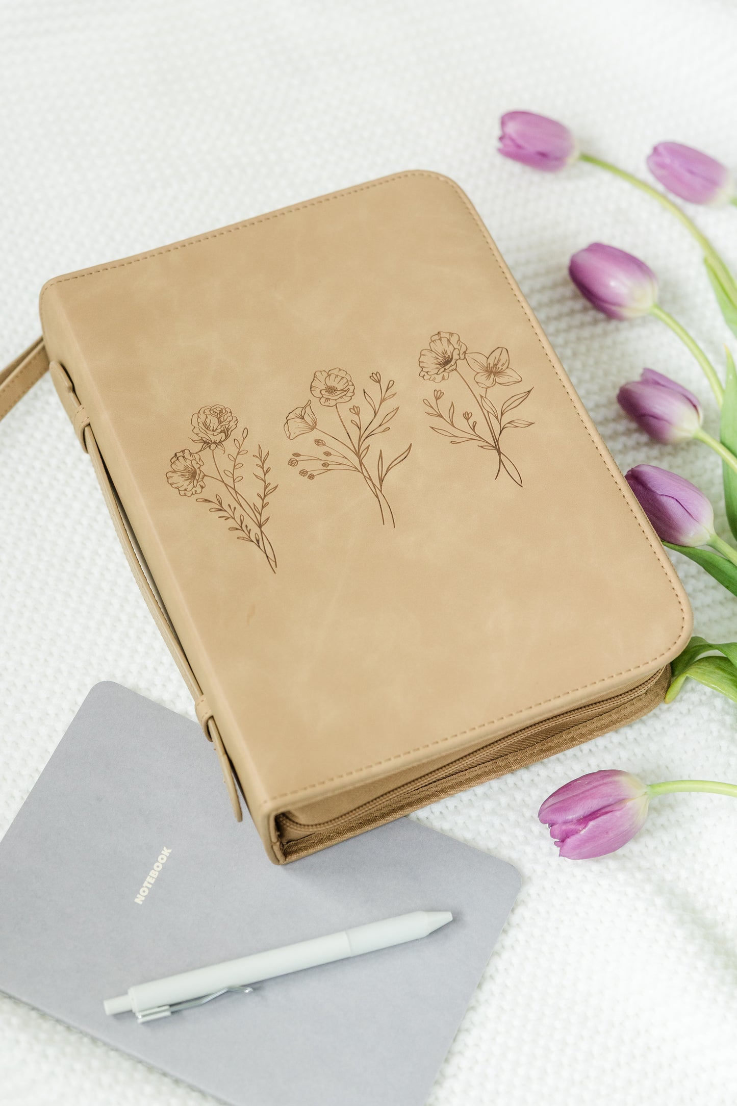 (Wholesale) Floral Trio Bible Case, Debossed