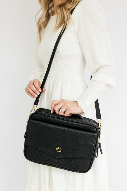 (Wholesale) BLACK Bible Bag Crossbody, Bible Cover, BLACK