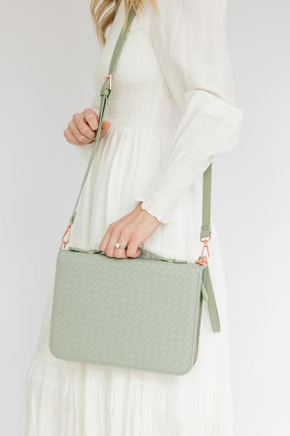 Sage Weave Bible Case, Crossbody, Sage