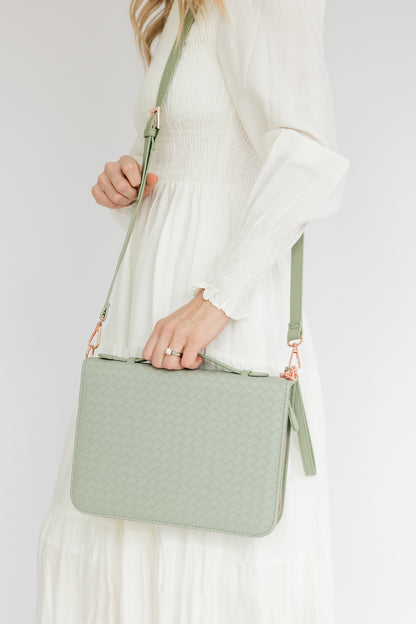 (Wholesale) Weave Bible Case, Crossbody SAGE