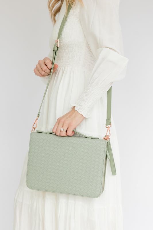 (Wholesale) Weave Bible Case, Crossbody SAGE