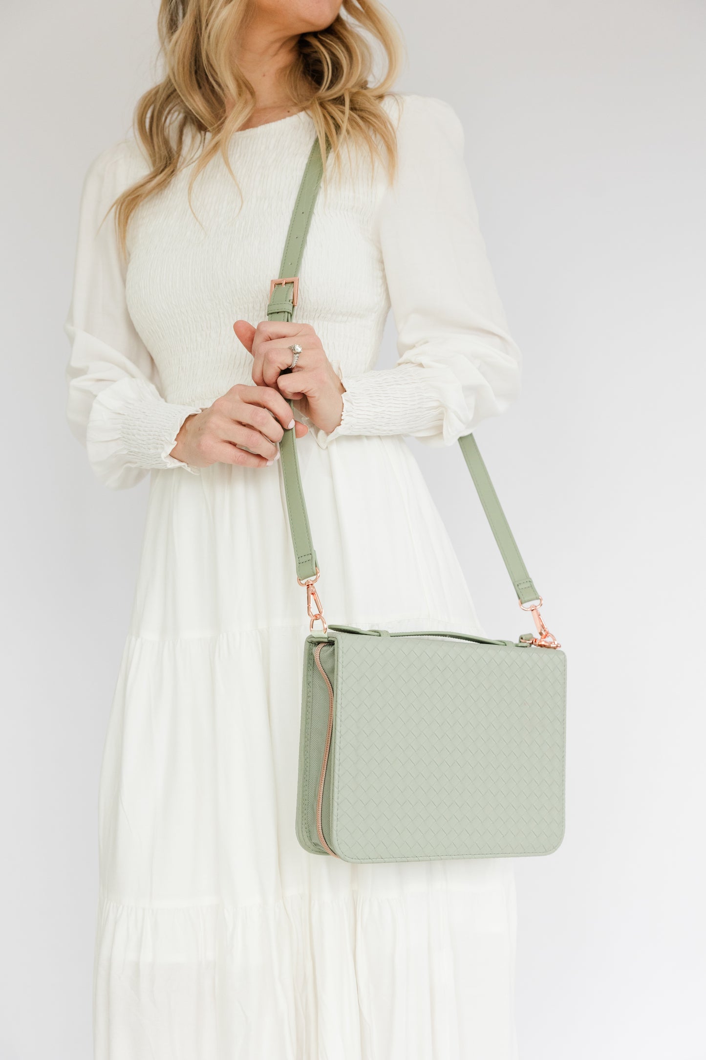 Sage Weave Bible Case, Crossbody, Sage