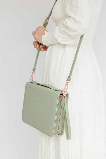 (Wholesale) Weave Bible Case, Crossbody SAGE