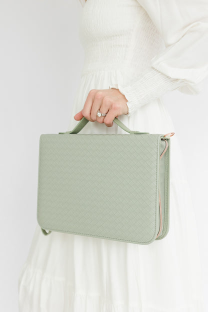 (Wholesale) Weave Bible Case, Crossbody SAGE