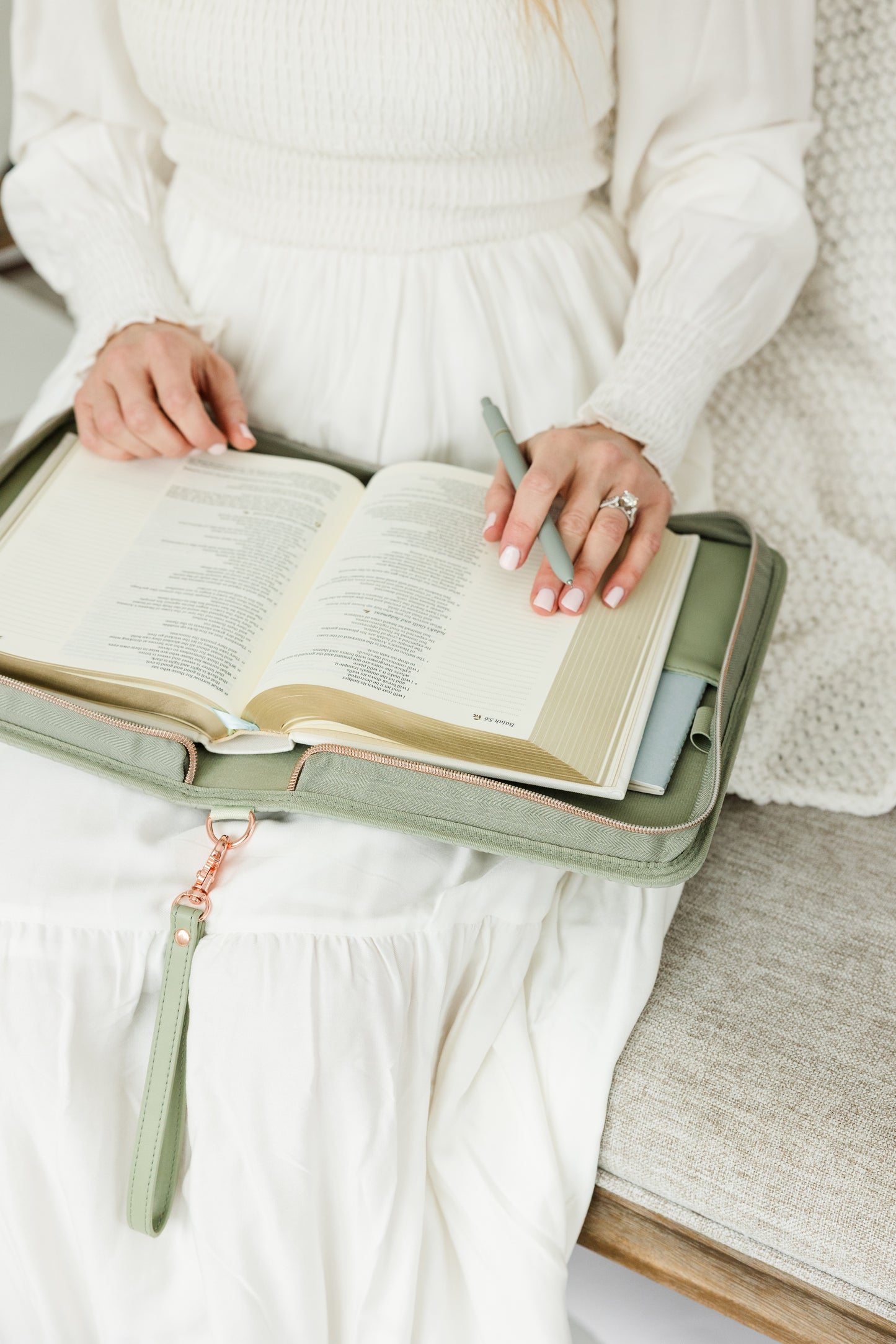 Sage Weave Bible Case, Crossbody, Sage