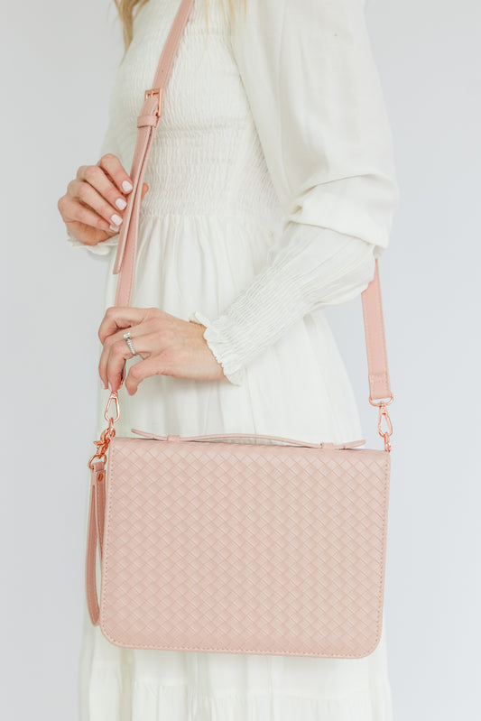 (Wholesale) Weave Bible Case, Crossbody BLUSH