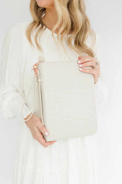 (Wholesale) Weave Bible Case, Crossbody PEARL