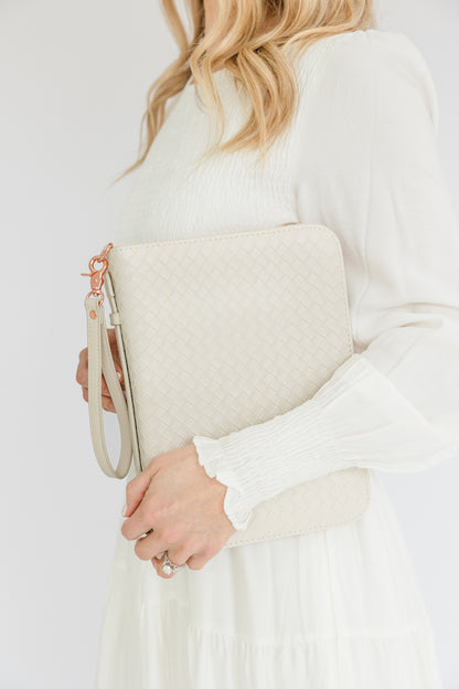 (Wholesale) Weave Bible Case, Crossbody PEARL