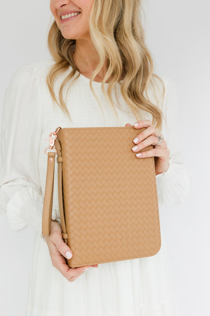 Caramel Weave Bible Case, Crossbody, Caramel