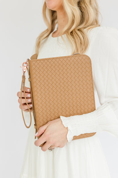 Caramel Weave Bible Case, Crossbody, Caramel