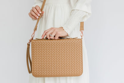 Caramel Weave Bible Case, Crossbody, Caramel