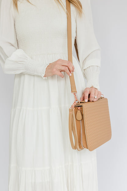 Caramel Weave Bible Case, Crossbody, Caramel