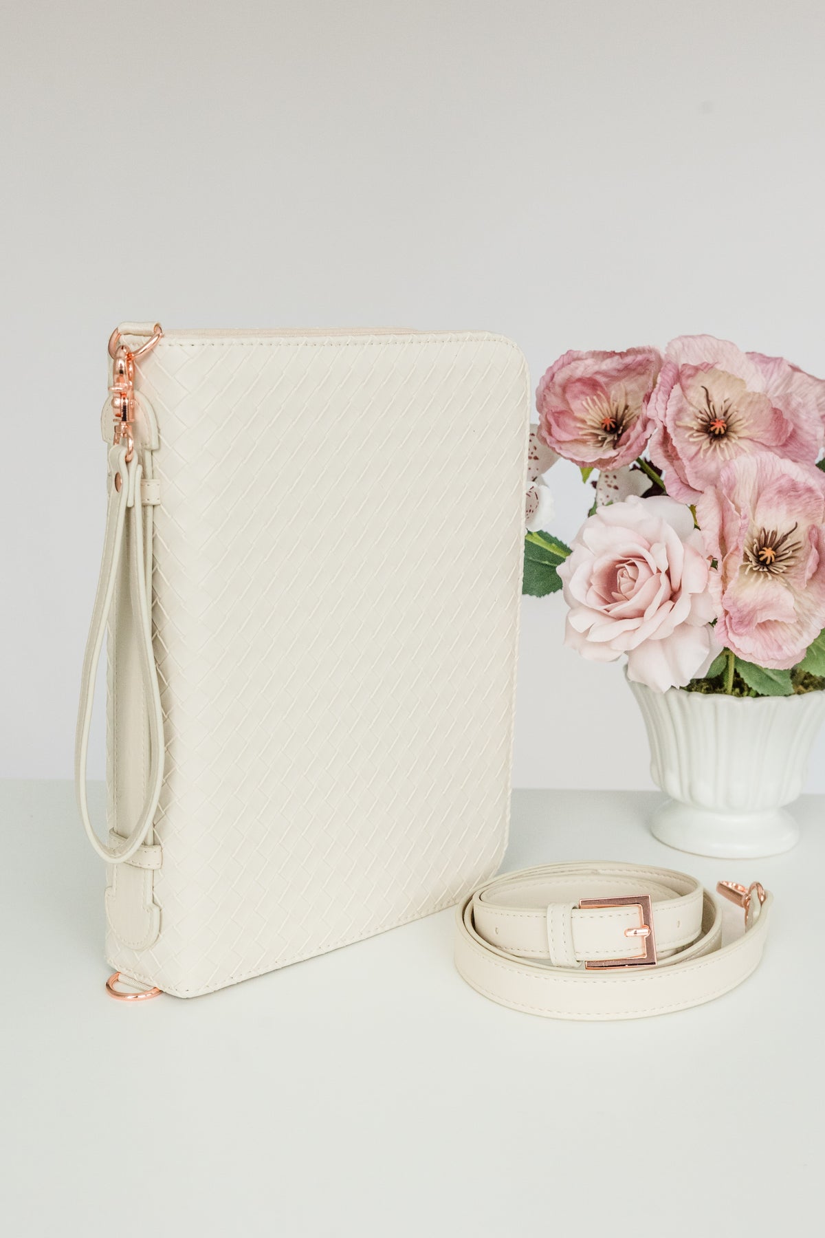 (Wholesale) Weave Bible Case, Crossbody PEARL