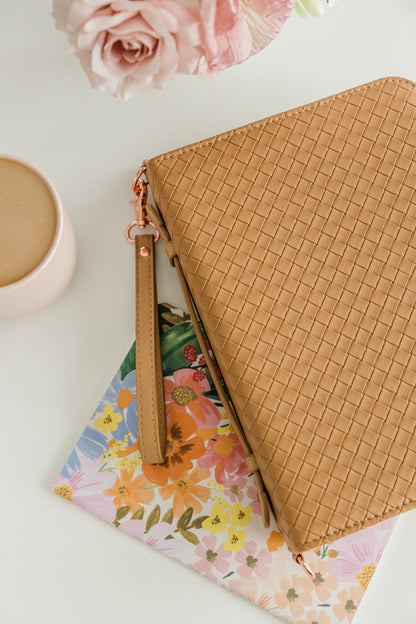 Caramel Weave Bible Case, Crossbody, Caramel