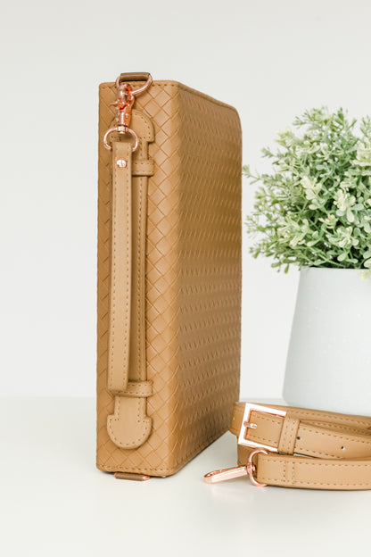 Caramel Weave Bible Case, Crossbody, Caramel