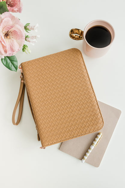 Caramel Weave Bible Case, Crossbody, Caramel