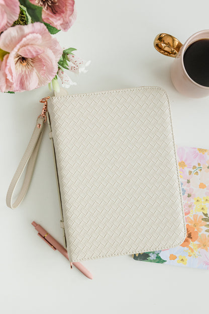 (Wholesale) Weave Bible Case, Crossbody PEARL