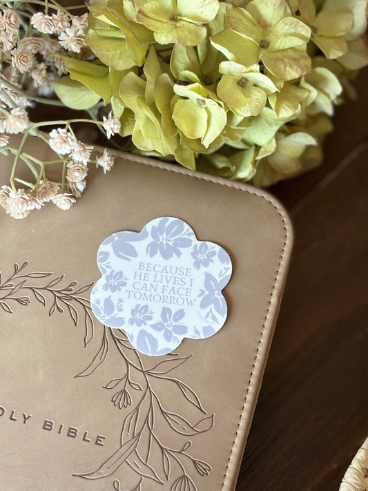 Faith & Scripture Sticker – Christian Stickers for Bible Journals, Laptop & Gifts, Because He Lives